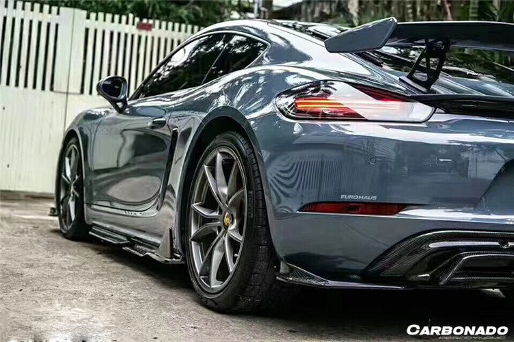2017 - 2023 Porsche 718 Cayman & Boxster AM Style Carbon Fiber Rear Lip with Caps